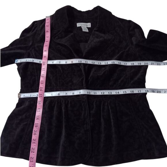 Y2K Velvet Gothic Punk Victorian Style Jacket L Dark Academia Gathers Art Peplum - Picture 4 of 12